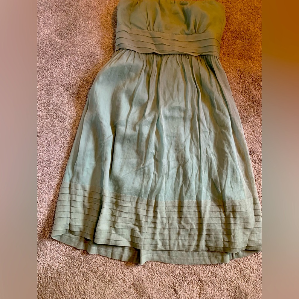 J Crew sea foam green/blue strapless dress size 10